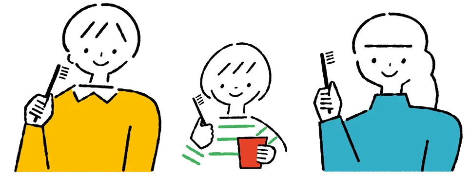 歯ブラシを持つ女性たちのイラスト